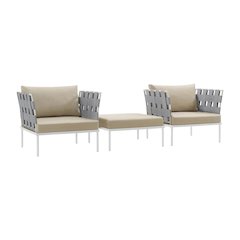 Outdoor Patio Aluminum Sectional Sofa Set With 3 Pieces, Durable Design