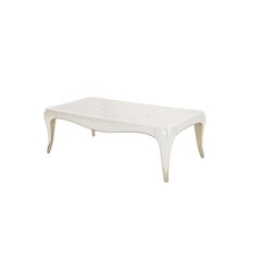 White and Wood Coffee Table – Rectangular Table for Living Room Décor