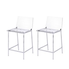 Antonio Acrylic Counter Stool Chrome Finish - Set of 2