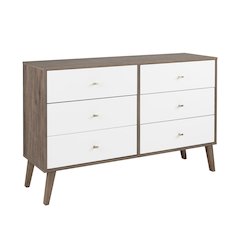 Milo 6-drawer Dresser, Drifted Gray and White
