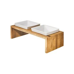 Artisan Wood Feeder - Double in Bamboo Fabric Finish Size - XS