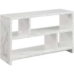 Northfield TV Stand Console with Shelves, White Faux Marble