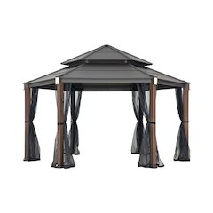 10 ft. x 12 ft. Heavy-Duty Steel Hardtop Gazebo with Mosquito Netting