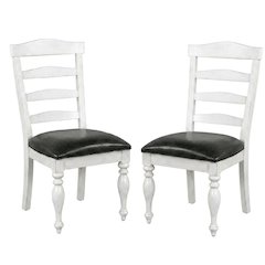 White Ladderback Dining Chairs Set of 2 with Farmhouse Style