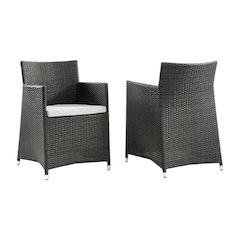 Outdoor Patio Wicker Armchair Set Of 2 With Comfortable Cushions