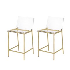 Antonio Acrylic Counter Stool Gold Finish - Set of 2