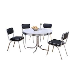Sleek Round Dining Set Featuring 5 Pieces in Glossy White and Black Finish