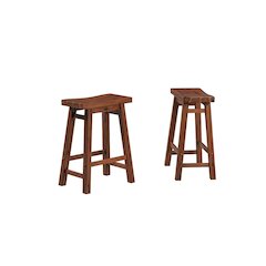 Sonoma Backless Saddle Counter Stools - Chestnut Wire-Brush - Set of 2