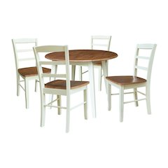 42" Round Dual Drop Leaf Dining Table with 4 Chairs