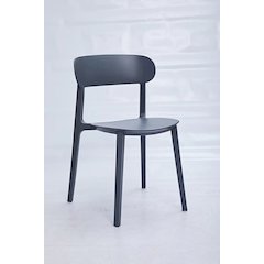 Midcentury Polypropylene Side Chair, Dark Gray, Set Of 4