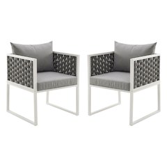 Aluminum Outdoor Dining Armchair Set Of 2 With Cushioned Seating