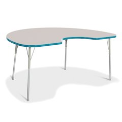 Jonti-Craft Berries Adult Height Prism Color Edge Kidney Table - Laminated Kidney-shaped, Teal Top - Four Leg Base - 4 Legs - Adjustable Height - 24" to 31" Adjustment - 72" Table Top Length x 48" Tab