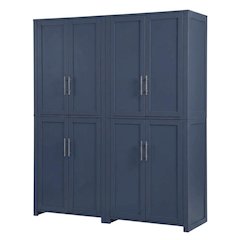 Two-Piece Kitchen Pantry Storage Set with Anti-Tip Mechanism and Floor Clearance