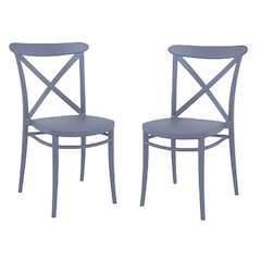 Cross Resin Outdoor Chair Dark Gray, Set of 2
