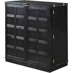 California Fold-A-Way Bar Wood Veneer in Black with Bar Top Extendable and Cabinet Movable