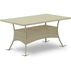 Wicker Patio Table Natural Linen, OSLTG03