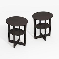 JAYA Oval End Table, Side Table, Black Walnut, Set of 2