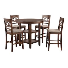 Brown Solid Wood Dining Table Set for 4 – Round Kitchen Table Design