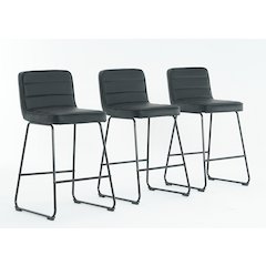 Home 2 Office Set of 3 Lakeview Upholstered Modern Black Barstools 26" Height