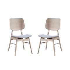Wood Back Dining Chair Set of 2 Mid-Century White Ash