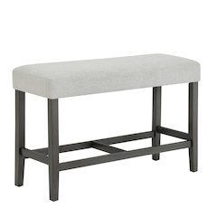 Selena 40" Light Gray Fabric Counter Height Bench with Wood Frame & Footrest