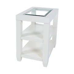 Urban Icon Contemporary Glass Inlay Chair Side End Table with Storage
