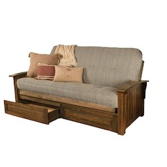 Washington Frame-Rustic Walnut Finish-Taxi Seaport Mattress-Storage Drawers