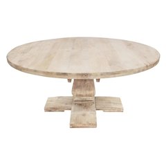 Benedict 70" Round Dining Table in White Wash