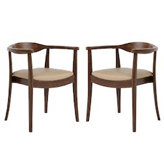 Rich Walnut Solid Wood Dining Chairs (Set of 2) with Comfortable Seating
