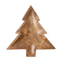 Carved Wooden Christmas Tree Platter