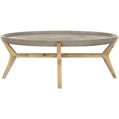 Hadwin Indoor/Outdoor Modern Concrete Oval 31.5-Inch Dia Coffee Table