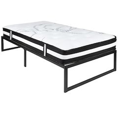 14 Inch Metal Platform Bed Frame with 12 Inch Pocket Spring Mattress in a Box (No Box Spring Required) - Twin