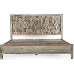 Cordoba Queen Bed in Reclaimed Wood with Vintage Teal Finish