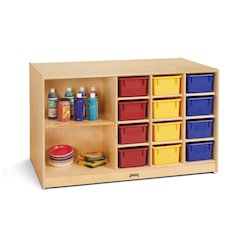 Mobile Storage Island, Clear Trays, 48w x 29d x 29-1/2h, Birch