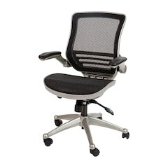 Mid-Back Transparent Black Mesh Executive Swivel Office Chair with Graphite Silver Frame and Flip-Up Arms