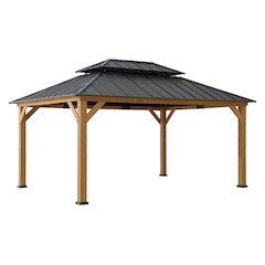 Sunjoy 12x16 ft. Wood Outdoor Patio Steel Hardtop Gazebo