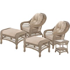 Outdoor Garden Patio 5 Pc Cappuccino Furniture Conversation Set