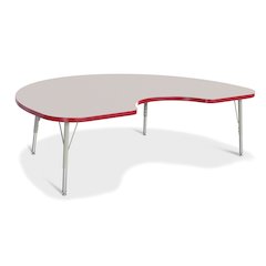 Jonti-Craft Berries Elementary Height Color Edge Kidney Table - Laminated Kidney-shaped, Red Top - Four Leg Base - 4 Legs - Adjustable Height - 15" to 24" Adjustment - 72" Table Top Length x 48" Table