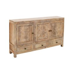 Weatherly 3 Handcarved Doors,3 Drawers Accent Cabinet