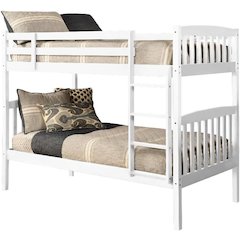 Claire Twin over Twin Wood Bunk Bed in White-Mattresses Not Included