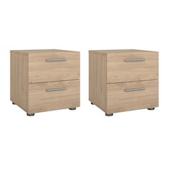 Austin 2 Drawer Nightstand - Set of 2, Jackson Hickory