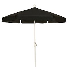 7.5' Hex Garden Umbrella 6 Rib Crank Lift In Black Vinyl Coated Weave