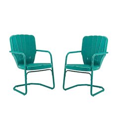 Retro Style Outdoor Chair Set with Armrests and Cushioned Seats for Patio