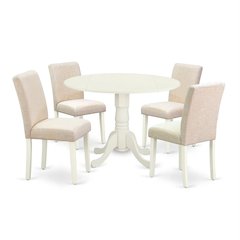 Dining Room Set Linen White, DLAB5-LWH-02