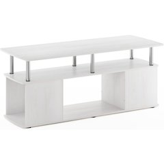 JAYA Utility Design Coffee Table, White Oak, Stainless Steel Tubes