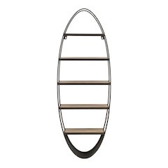 Metal And Wood Oval Wall Shelf