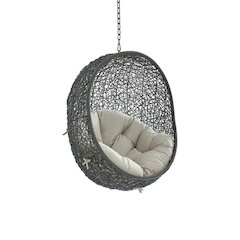 Patio Lounge Chair In Neutral Finish With Comfortable Cushion For Relaxation