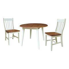 42" Round Dual Drop Leaf Dining Table with 2 Chairs