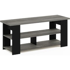 Wooden TV stand, up to 50-inch screens, modern French oak grey, black finish