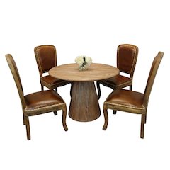 Jaden 42" Dining Table with 2 sets of Frank Leather Chairs